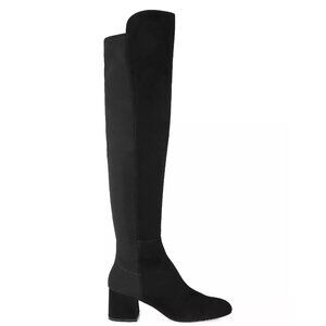 $850 STUART WEITZMAN 5050 Yuliana Suede OVER THE Knee Boots BLACK 8.5 (PB36)